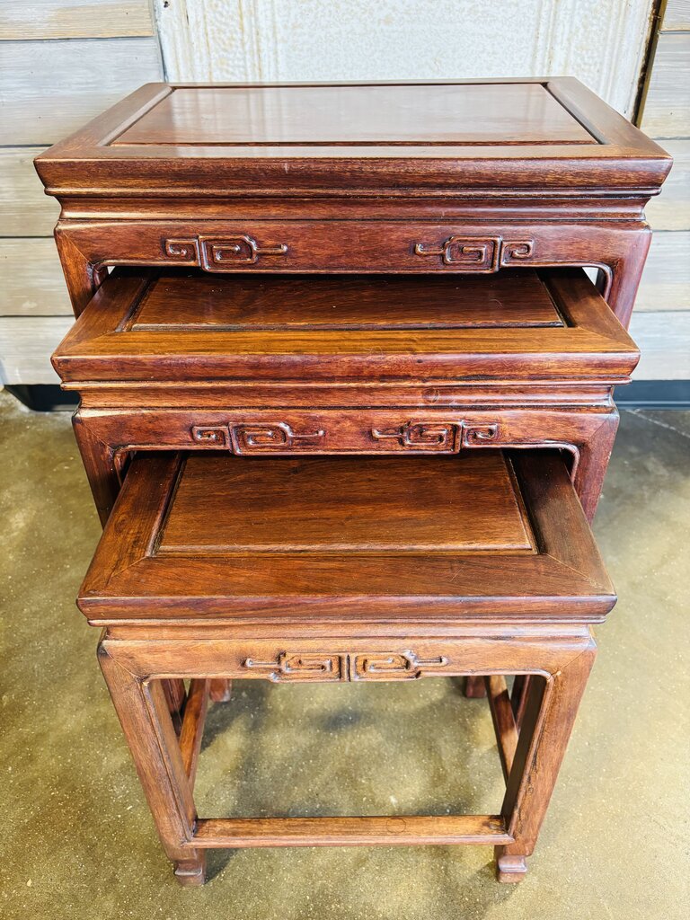 Vintage Chinese Rosewood Nesting Tables 3 PC