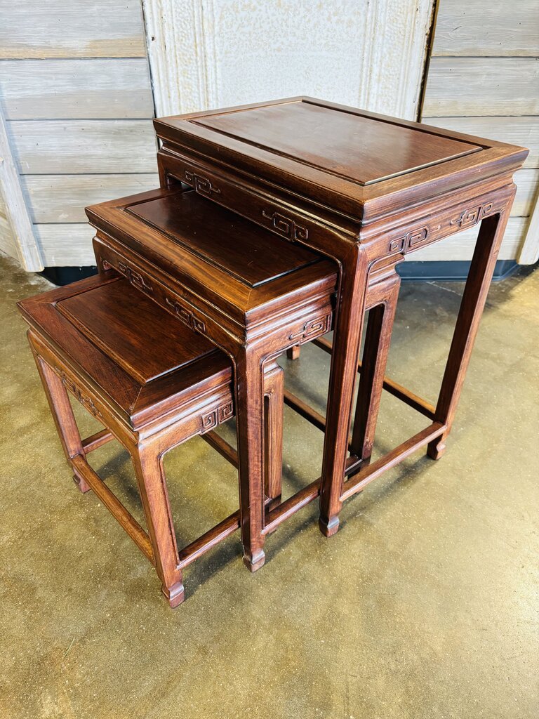 Vintage Chinese Rosewood Nesting Tables 3 PC