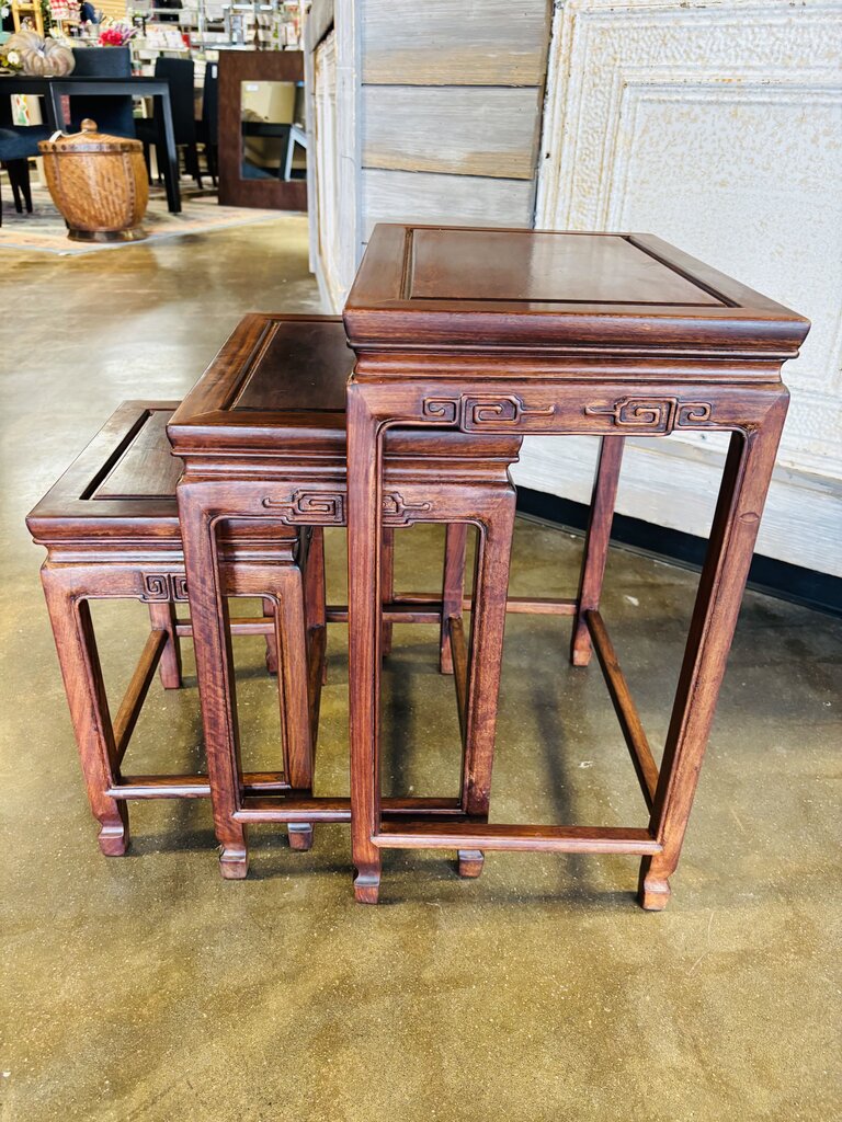 Vintage Chinese Rosewood Nesting Tables 3 PC
