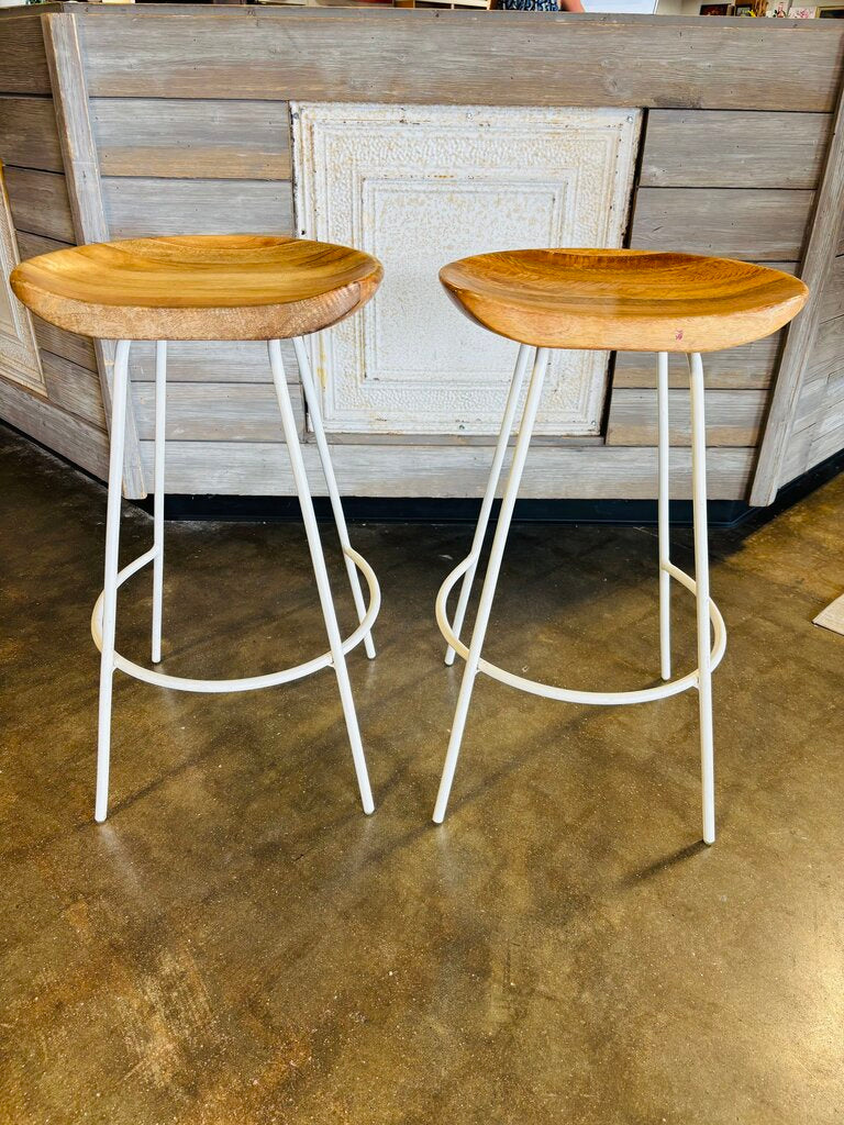 Wood/Metal Barstools Pair