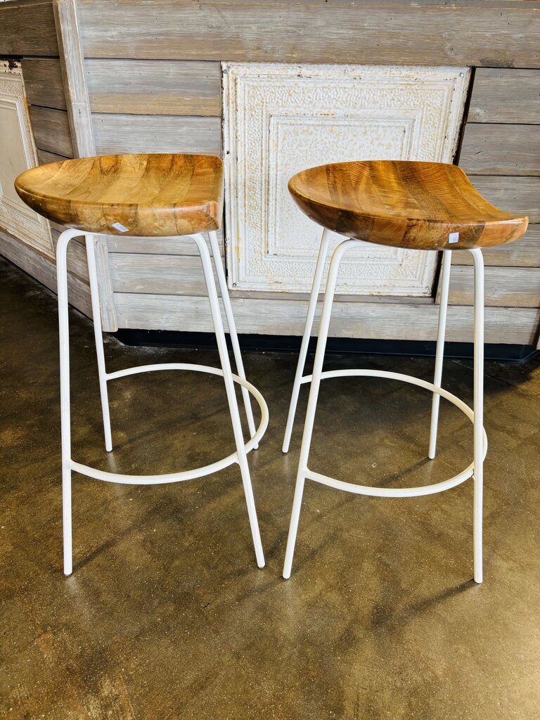 Wood/Metal Barstools Pair