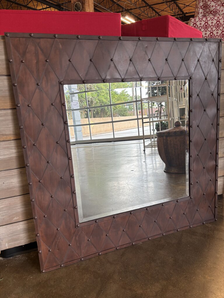 Square Rustic Metal Framed Mirror 38.5 X 38.5