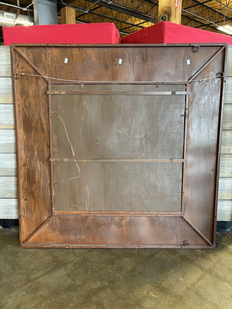 Square Rustic Metal Framed Mirror 38.5 X 38.5