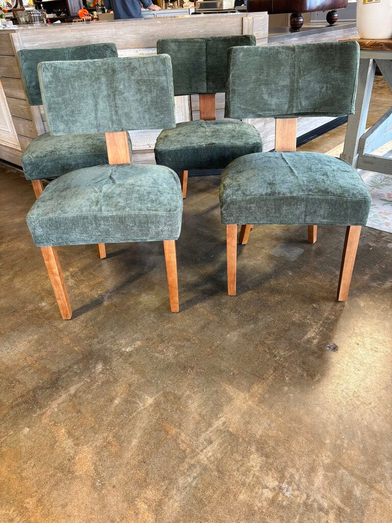 Set 4 MCM Velvet Slipcover Dining Chairs