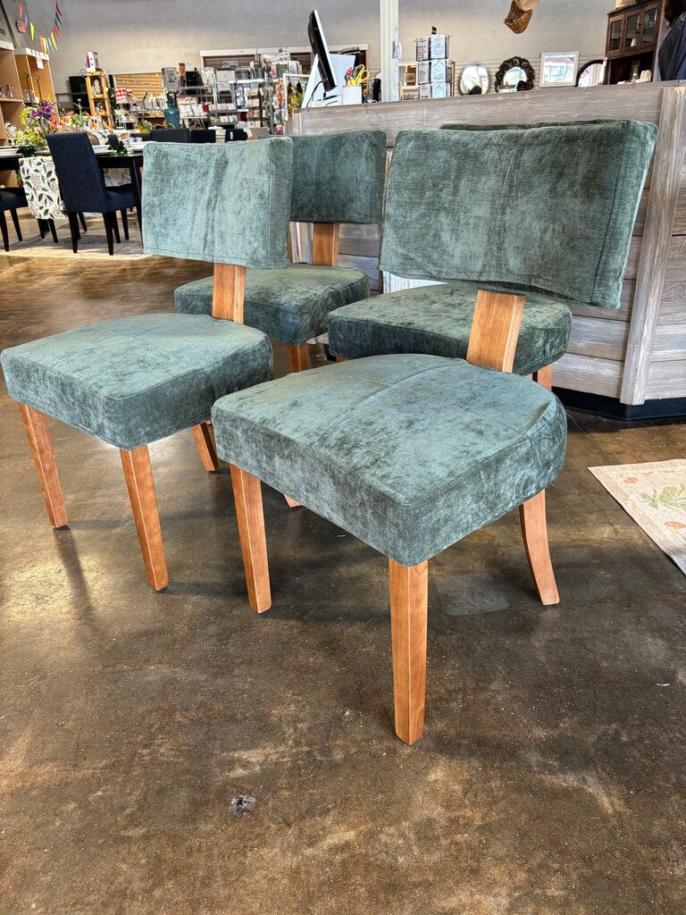 Set 4 MCM Velvet Slipcover Dining Chairs
