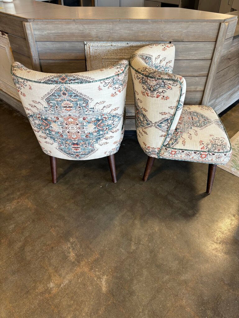 BoHo Fabric Accent Chairs Pair