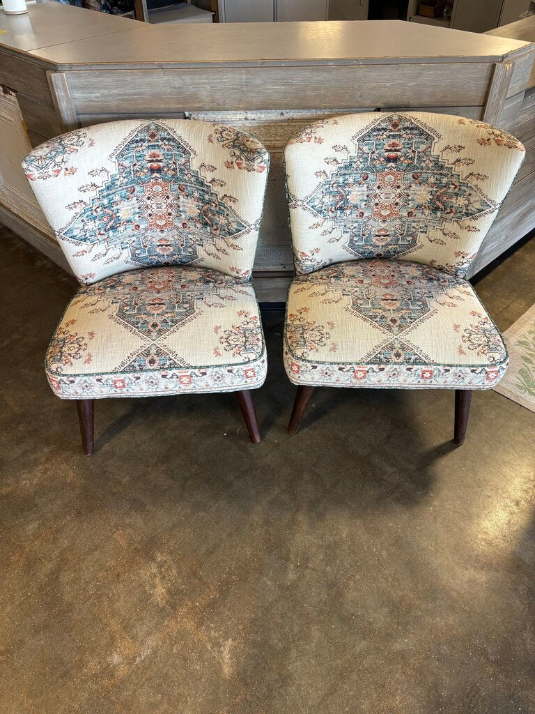 BoHo Fabric Accent Chairs Pair