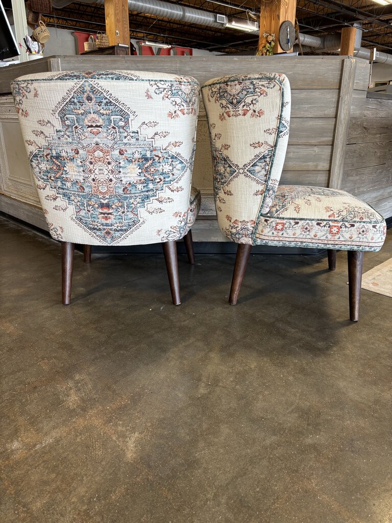 BoHo Fabric Accent Chairs Pair