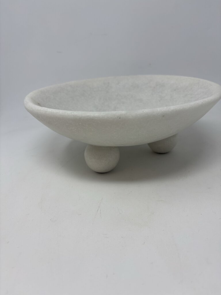 Faux Marble Footed Bowl White