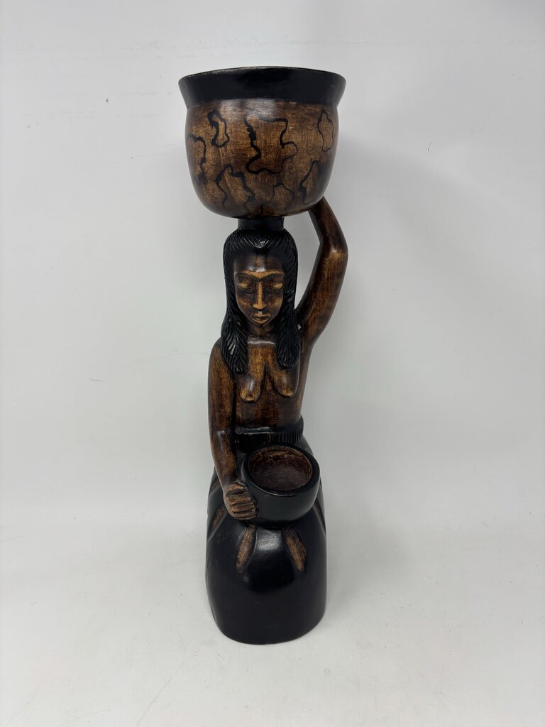 Balinese Hand Carved Woman Kneeling