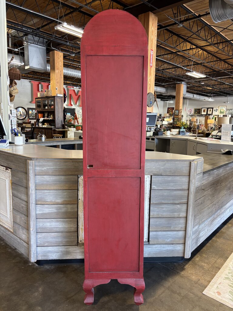 Red Painted Wood 4 Glass Shelf
