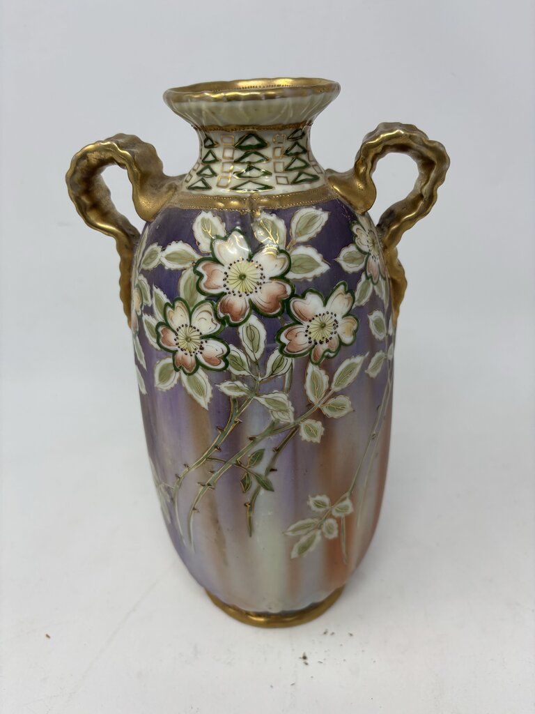 Nippon Raised Enamel Vase (Flowers)