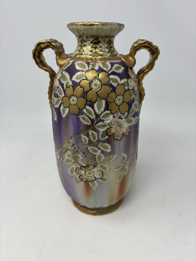 Nippon Raised Enamel Vase (Flowers)