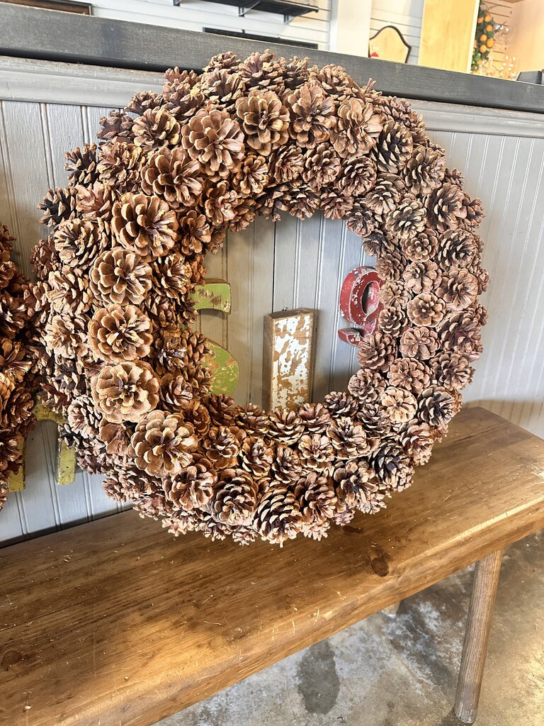 Rattan Backed Pinecone Wreath
