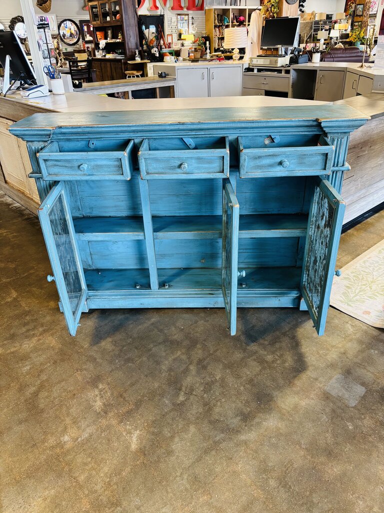 Rustic Blue Entry Cabinet
