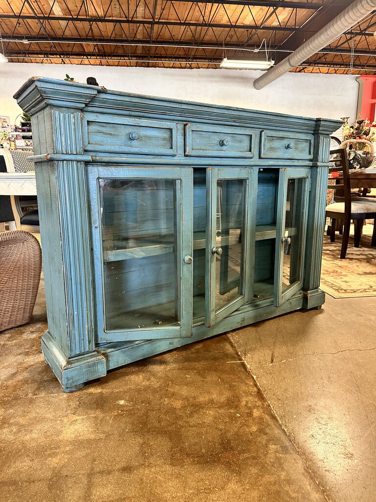 Rustic Blue Entry Cabinet