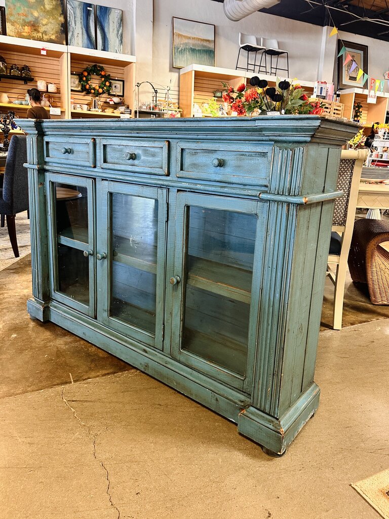 Rustic Blue Entry Cabinet