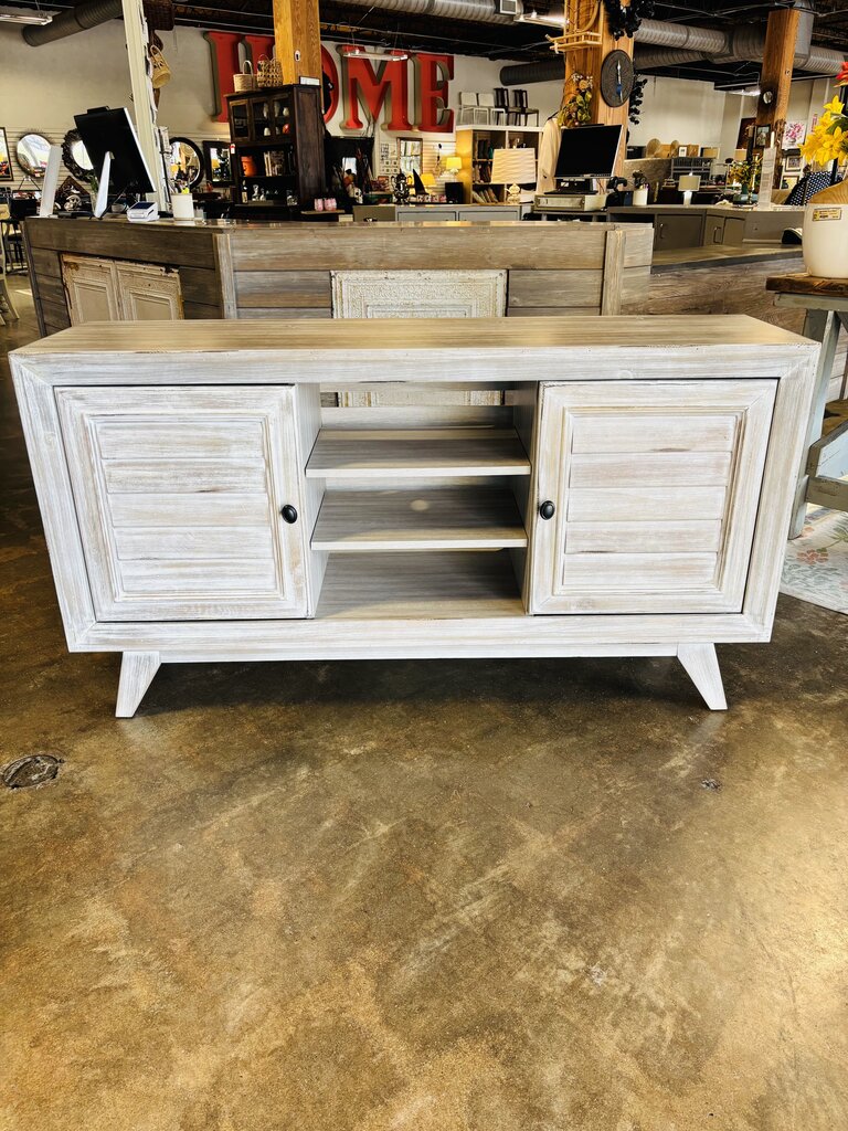 White Washed Media Cabinet
