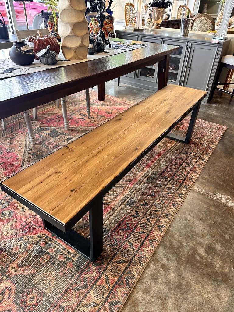 Light Wood & Dark Metal Bench