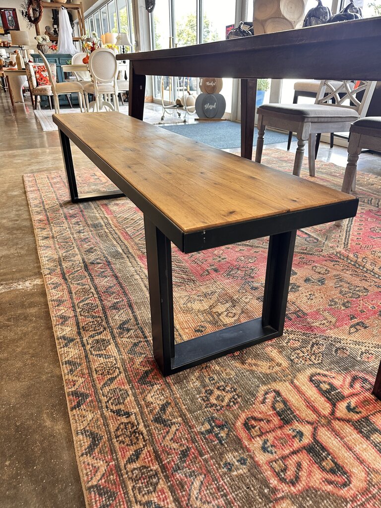 Light Wood & Dark Metal Bench