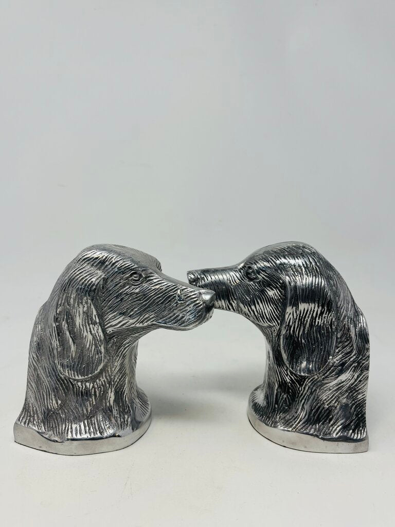 Silver Hazel Dog Bookends