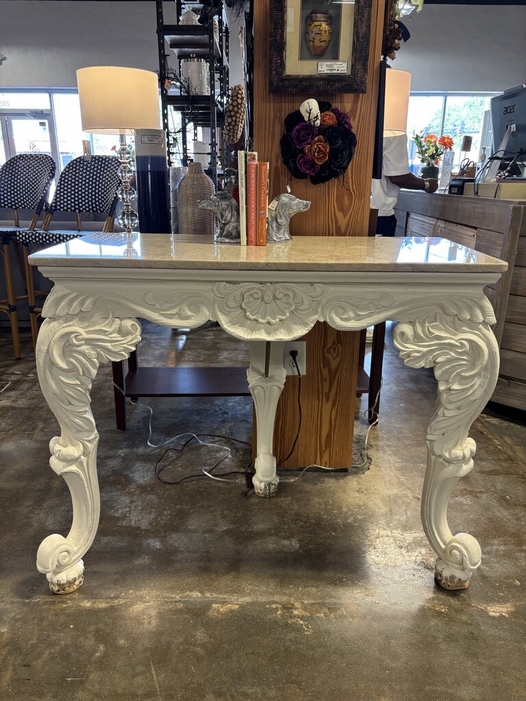 Antique Ornate Marble Console Table