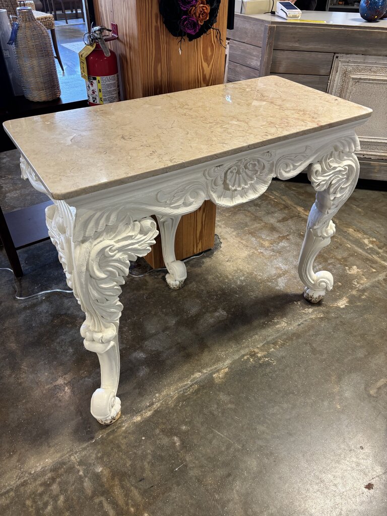 Antique Ornate Marble Console Table