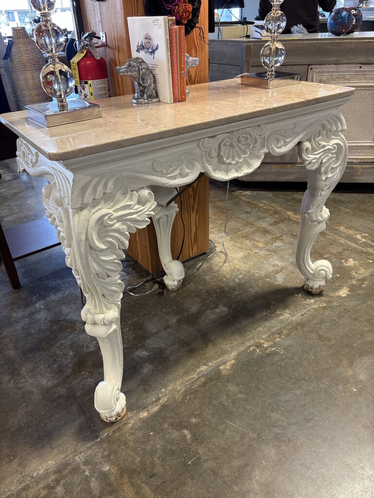 Antique Ornate Marble Console Table