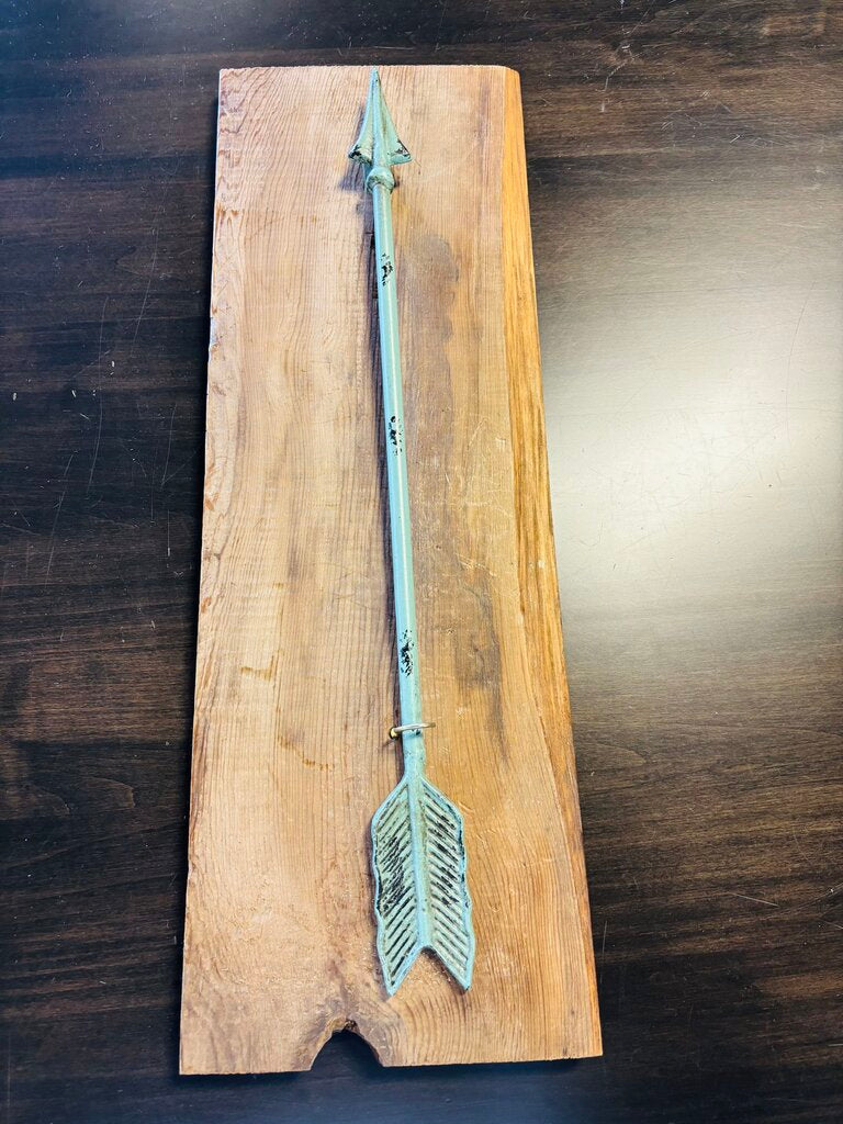 Metal Arrow On Wood Plank 21.75 X 7.5