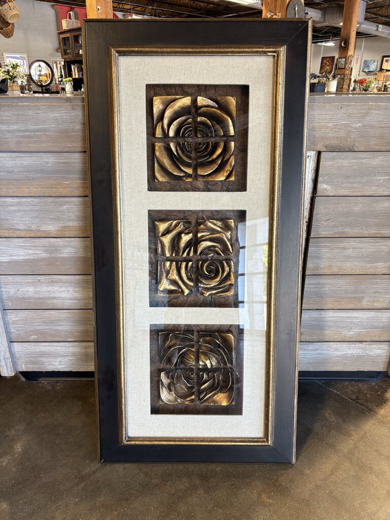 Three Panel Cut Block Roses 47 X 23