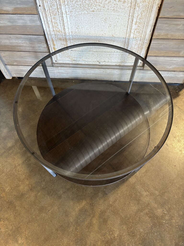 Vittsjo Round Glass/Metal/Wood Coffee Table 29.75"R