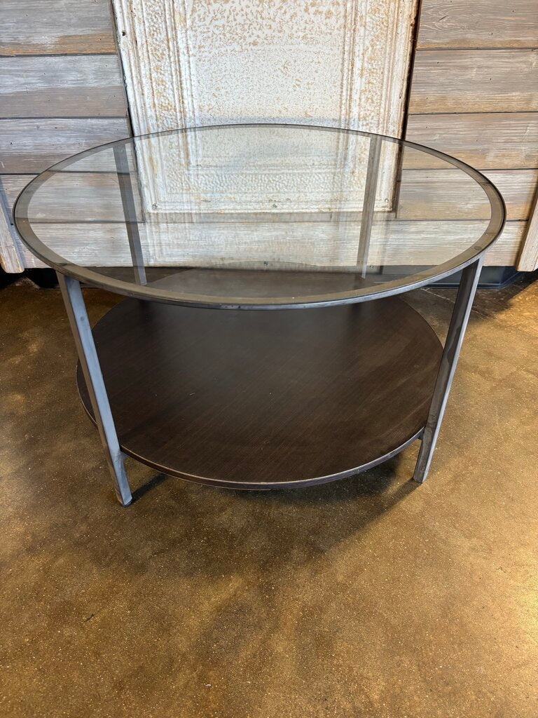 Vittsjo Round Glass/Metal/Wood Coffee Table 29.75"R