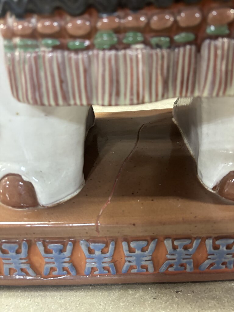 Glazed Pottery Elephant Plant Stand with Glass Top