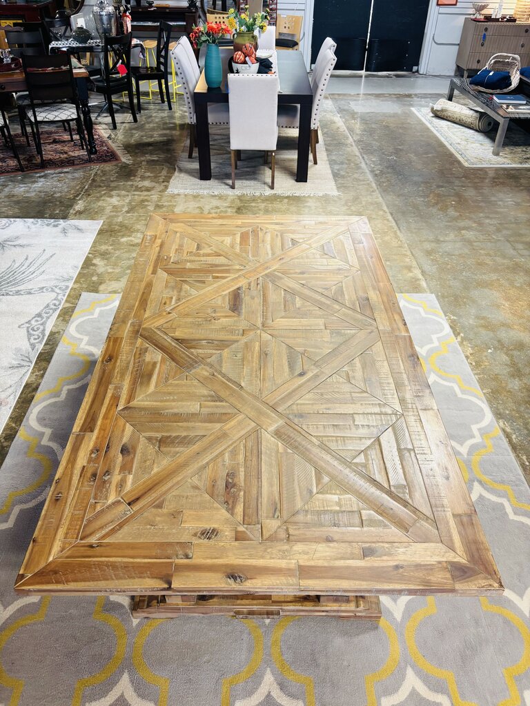 Geometric Pattern Pedestal Table