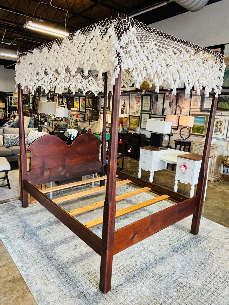 Full Wood Poster Bed with Fabric Canopy