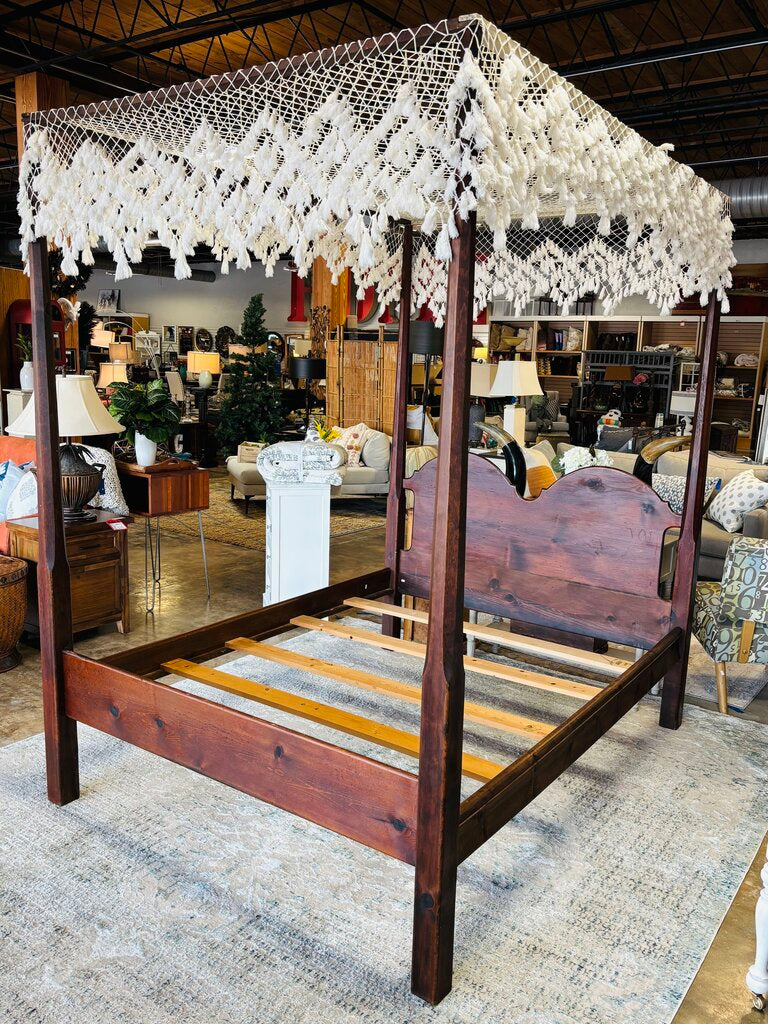 Full Wood Poster Bed with Fabric Canopy