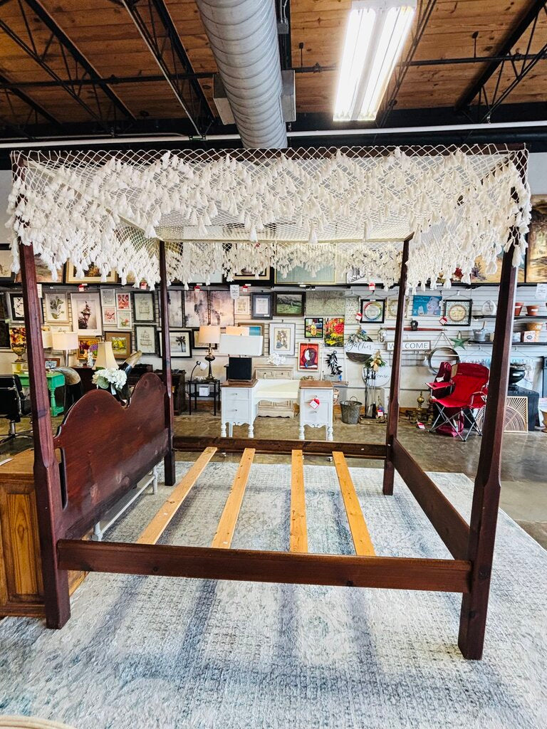 Full Wood Poster Bed with Fabric Canopy