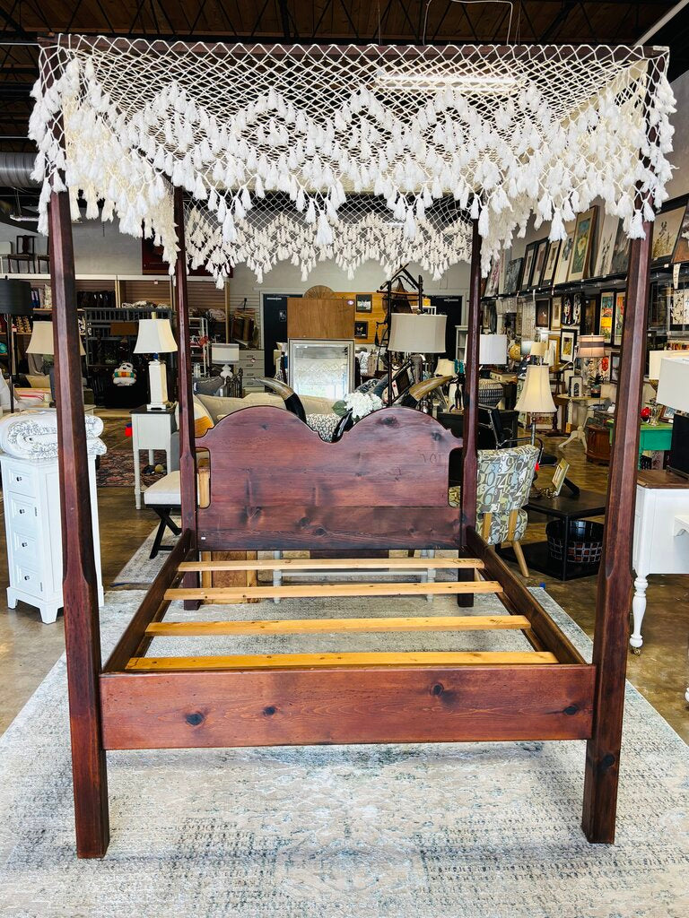 Full Wood Poster Bed with Fabric Canopy