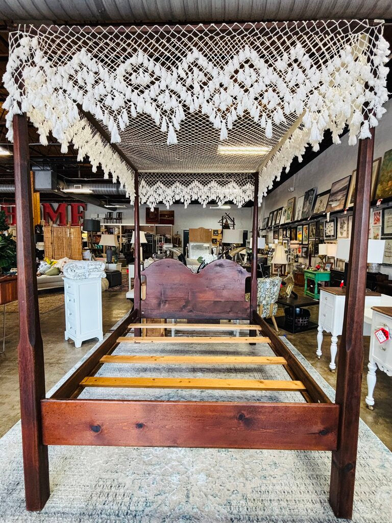 Full Wood Poster Bed with Fabric Canopy