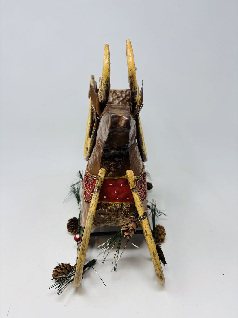 12" Reindeer Holly Sleigh