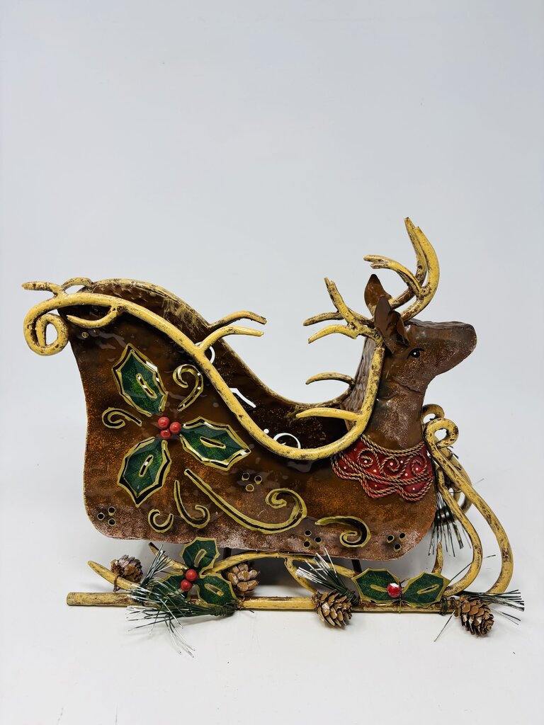 12" Reindeer Holly Sleigh