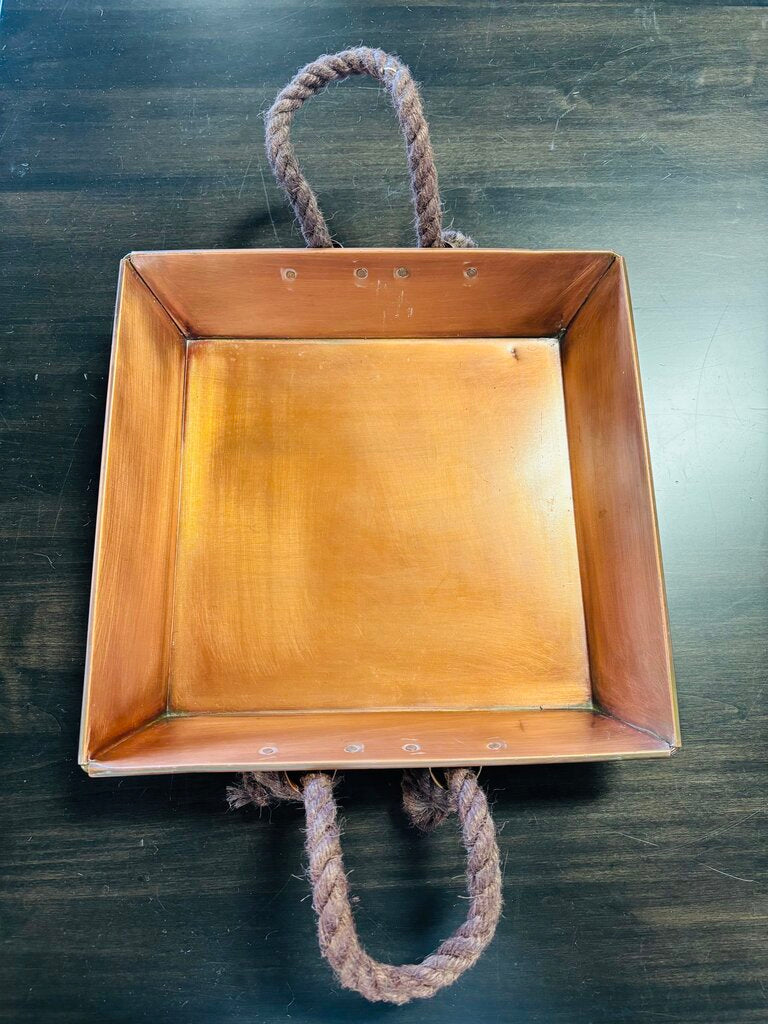 Set of 3 Copper Nesting Trays w Rope Handles