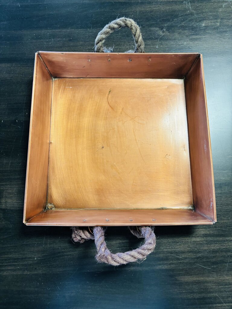 Set of 3 Copper Nesting Trays w Rope Handles