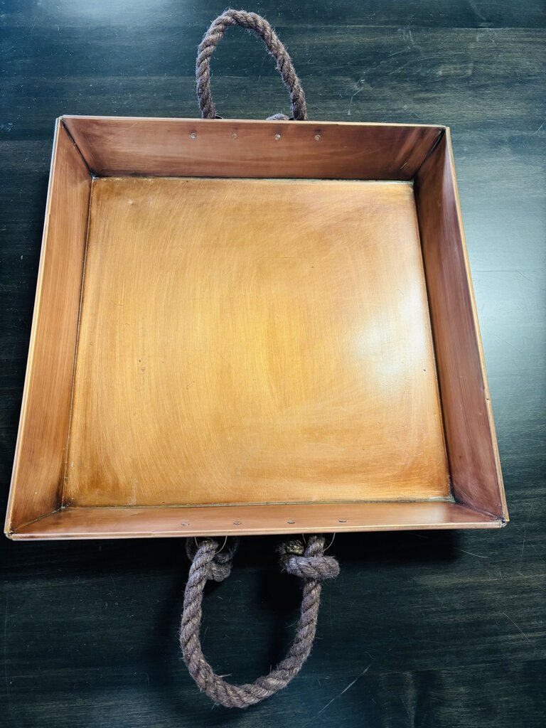 Set of 3 Copper Nesting Trays w Rope Handles
