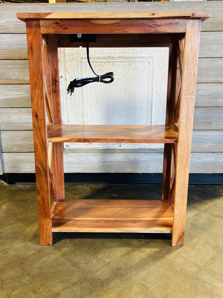 3 Shelf Wood Bookcase w Power Bank