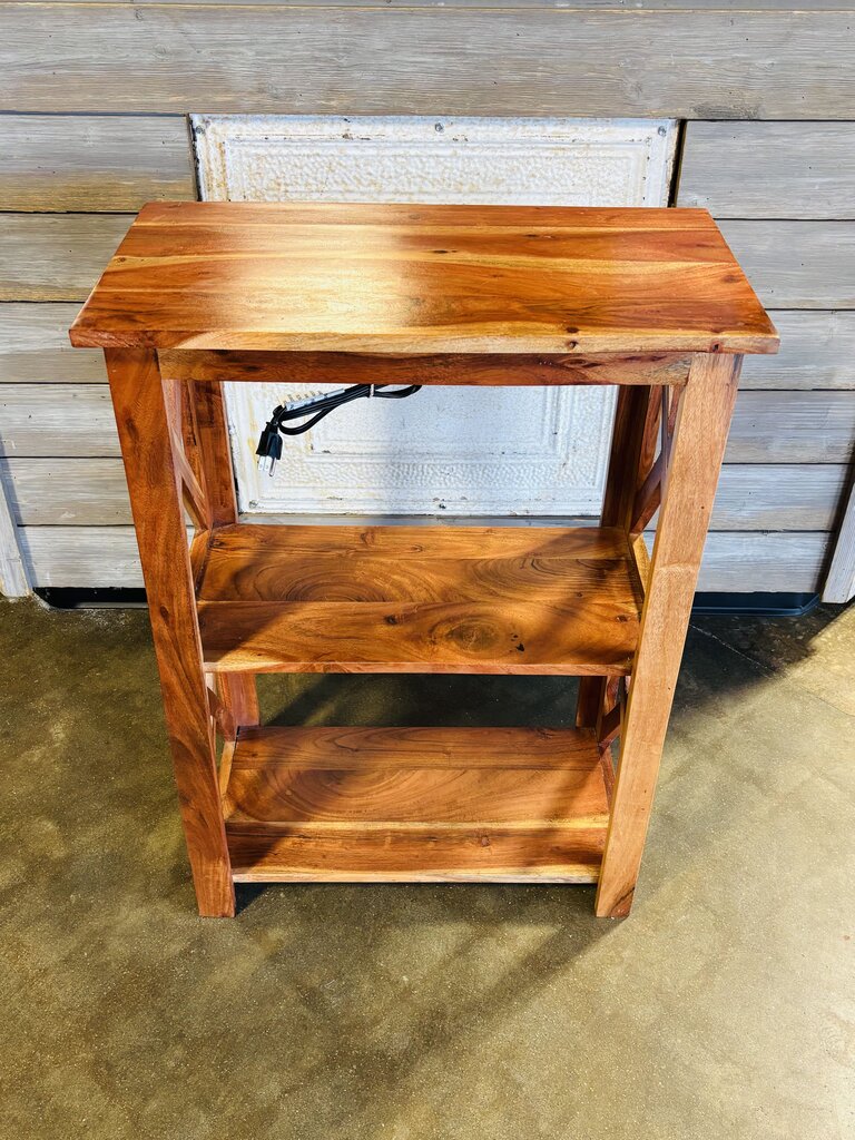 3 Shelf Wood Bookcase w Power Bank