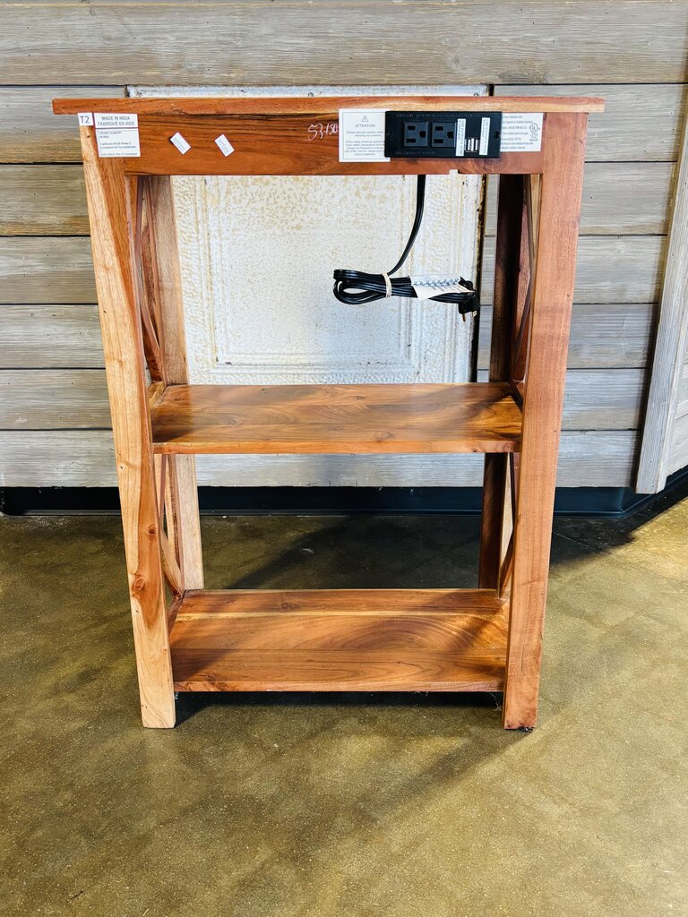 3 Shelf Wood Bookcase w Power Bank