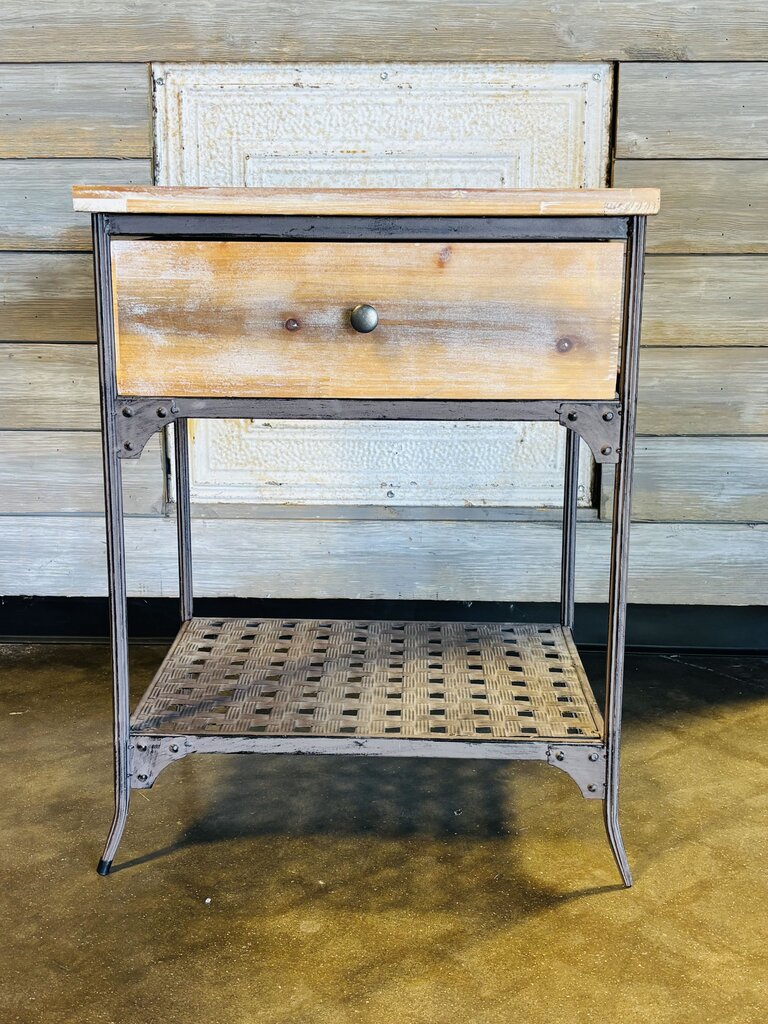 Rustic One Drawer Wood/Metal Accent Stand 20 X 16 X 24