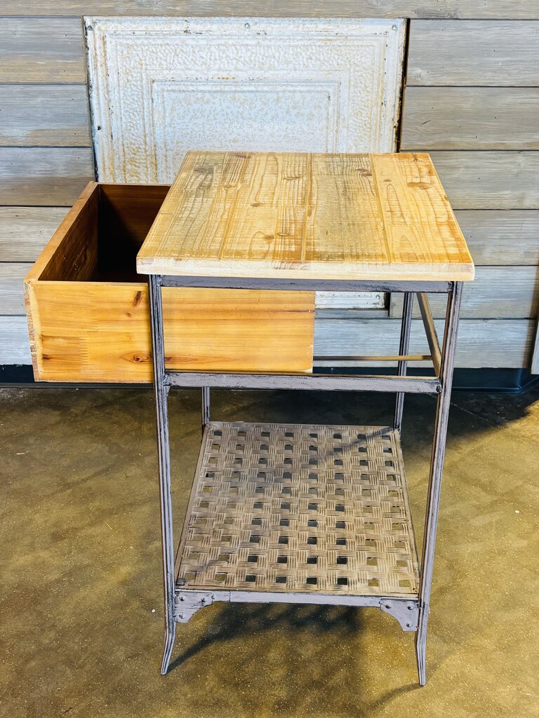 Rustic One Drawer Wood/Metal Accent Stand 20 X 16 X 24
