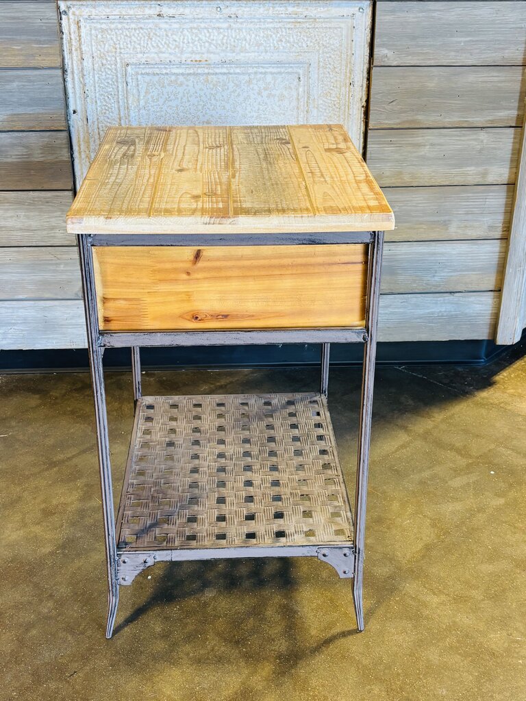 Rustic One Drawer Wood/Metal Accent Stand 20 X 16 X 24